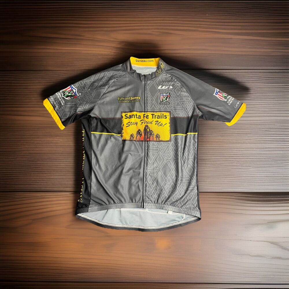 Santa Fe Trail biker jersey (stay Fired Up )Unisex Sz(XL) Gray And Yellow